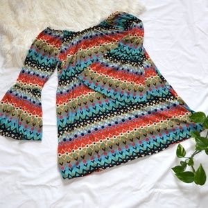 Colorful Bell-Sleeved Dress